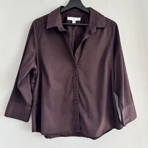 Prize Women's Workwear Button Down Blouse Chocolate Brown Size XL